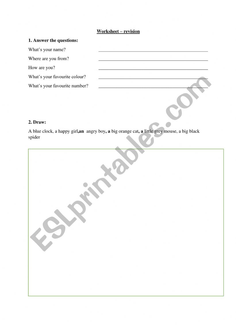 Basic questions, pets worksheet