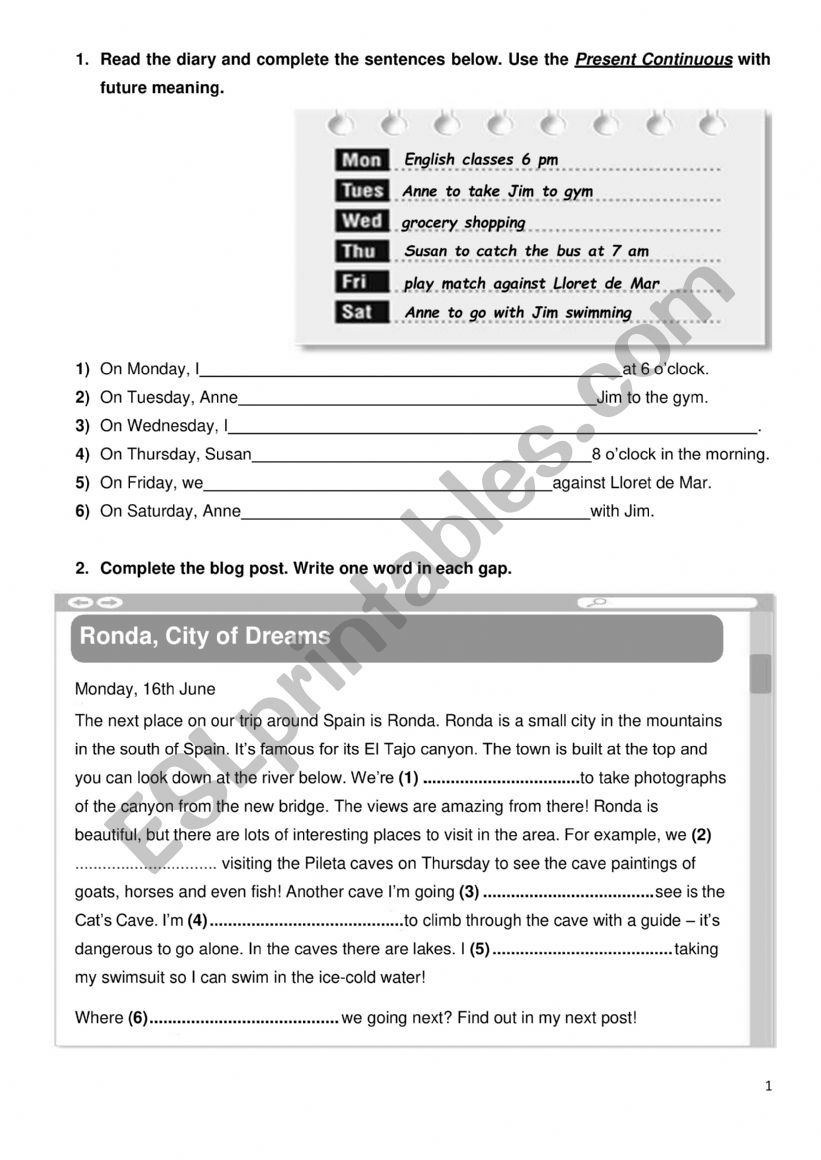 Review Futures worksheet