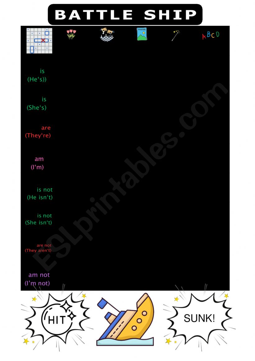 Battle Ship worksheet