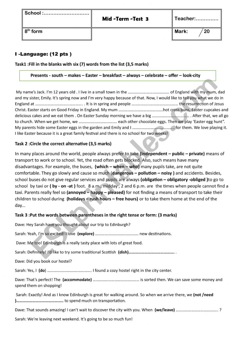 mid term test 3 8 form worksheet
