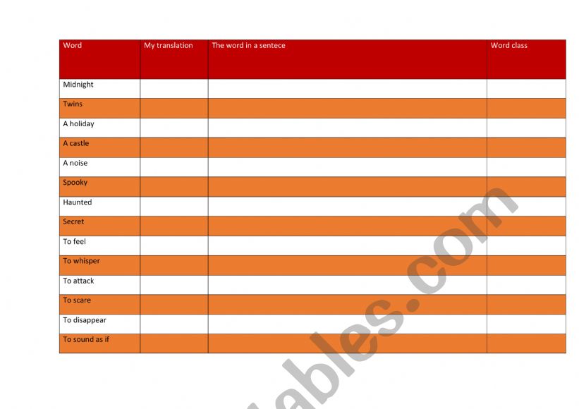 Family worksheet