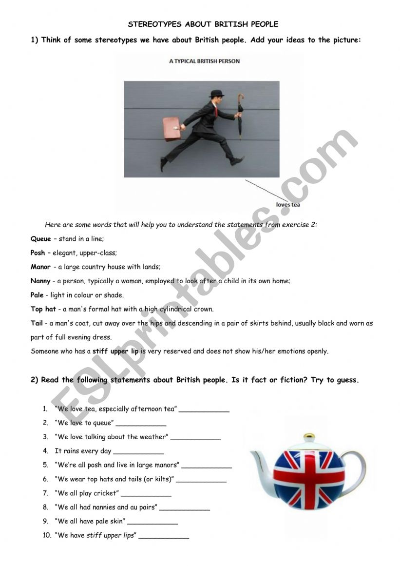 stereotype worksheet