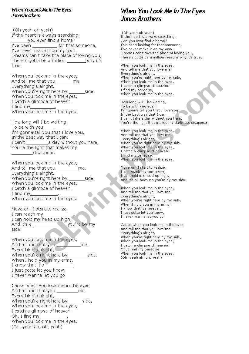 Extra activity, the teenagers love this song! - ESL worksheet by josy_22