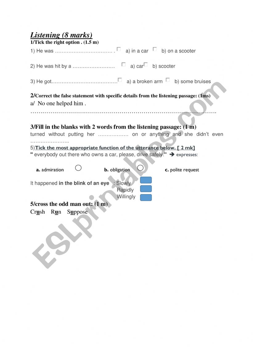 Mid term test  n3 worksheet