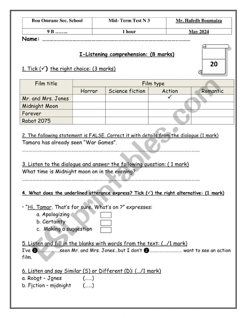 Grade 9 MT 3 2024 worksheet