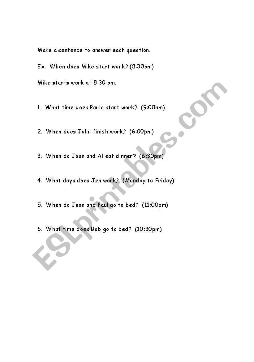 Routines worksheet