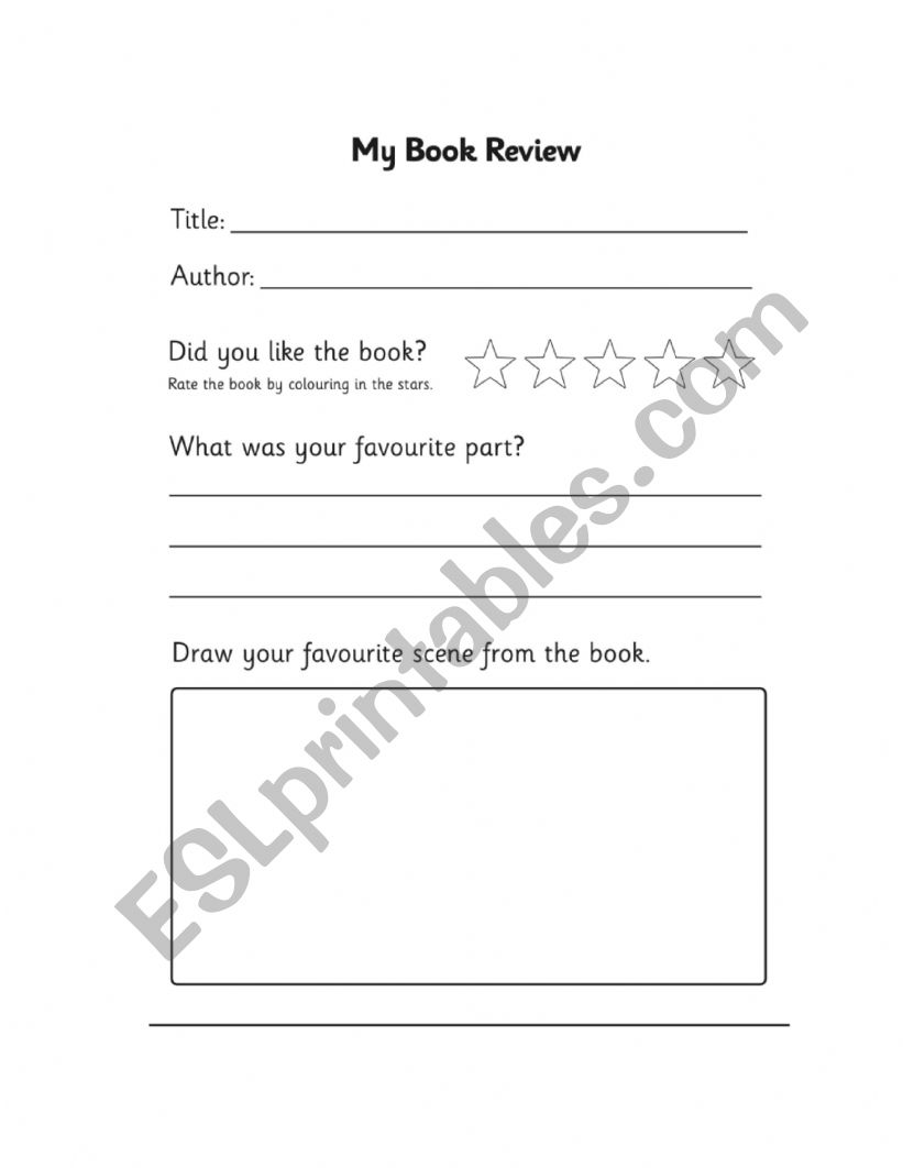 Book review  worksheet