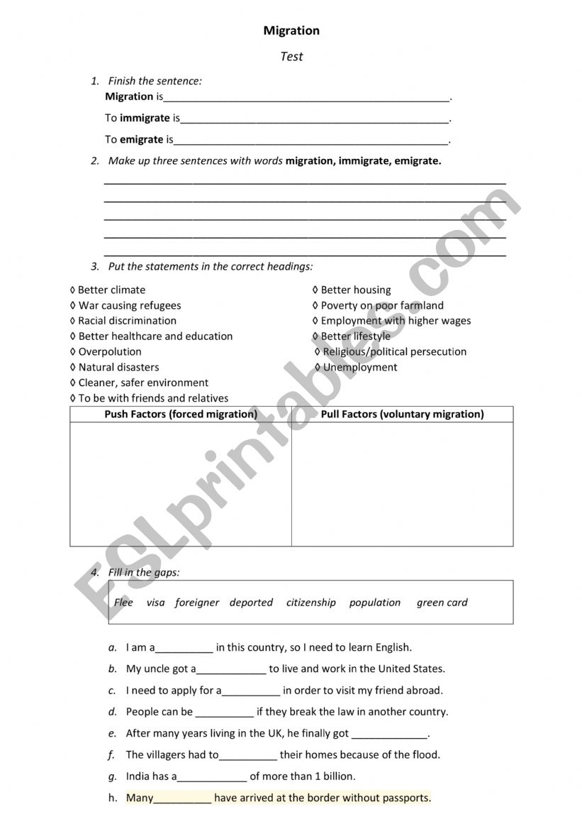 Migration test - ESL worksheet by Ok28