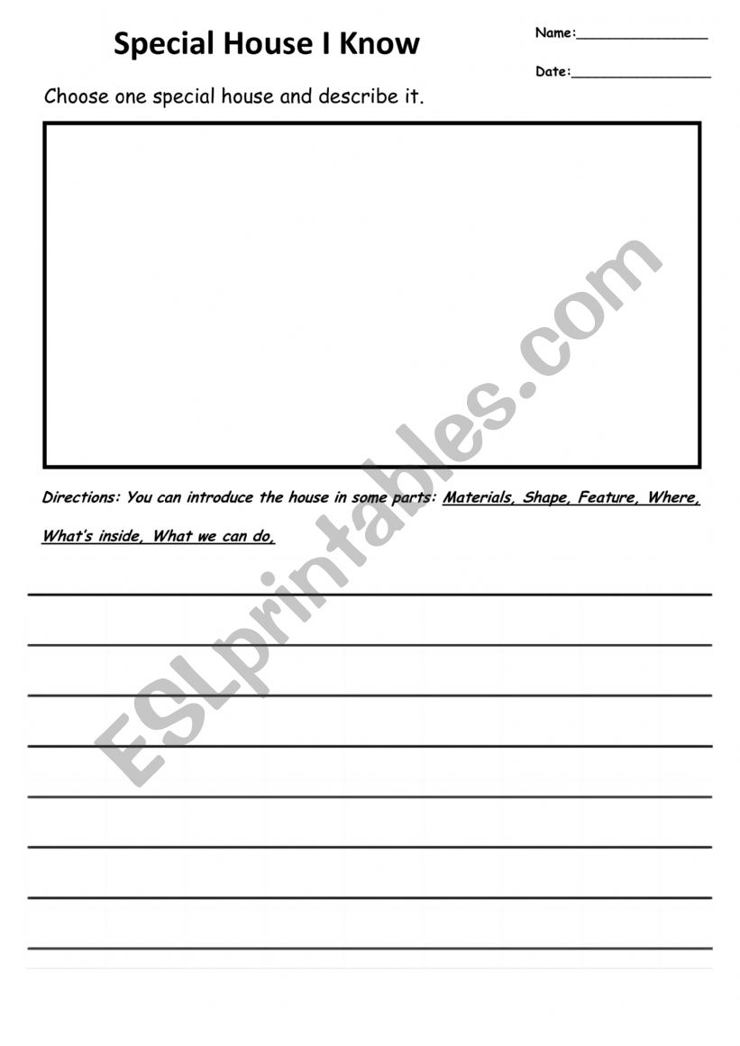 Special house I know worksheet