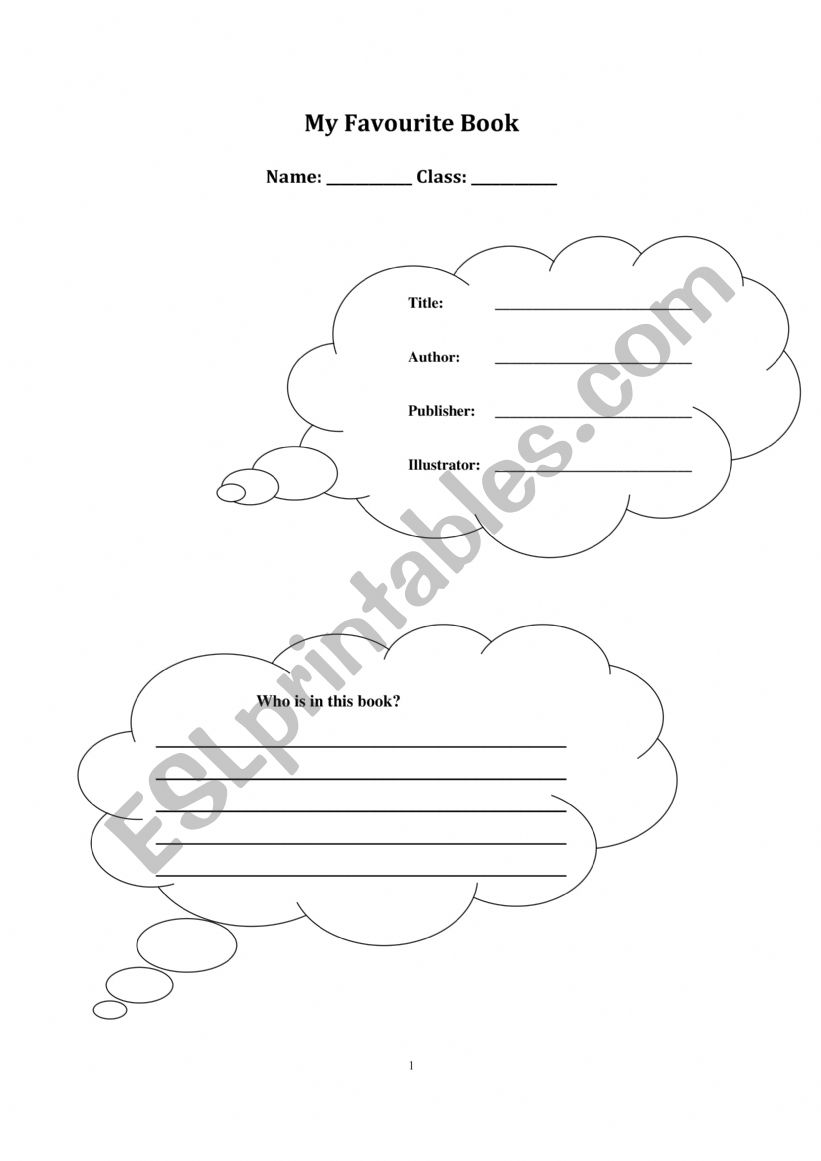 Reading report for fiction worksheet