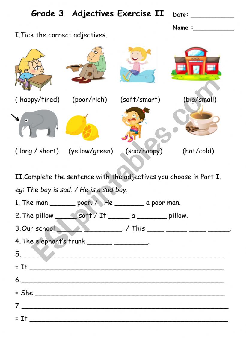 adjective worksheet