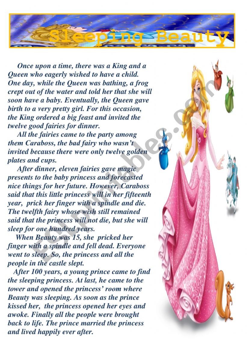 Fleeping Beauty Fairy Tale worksheet