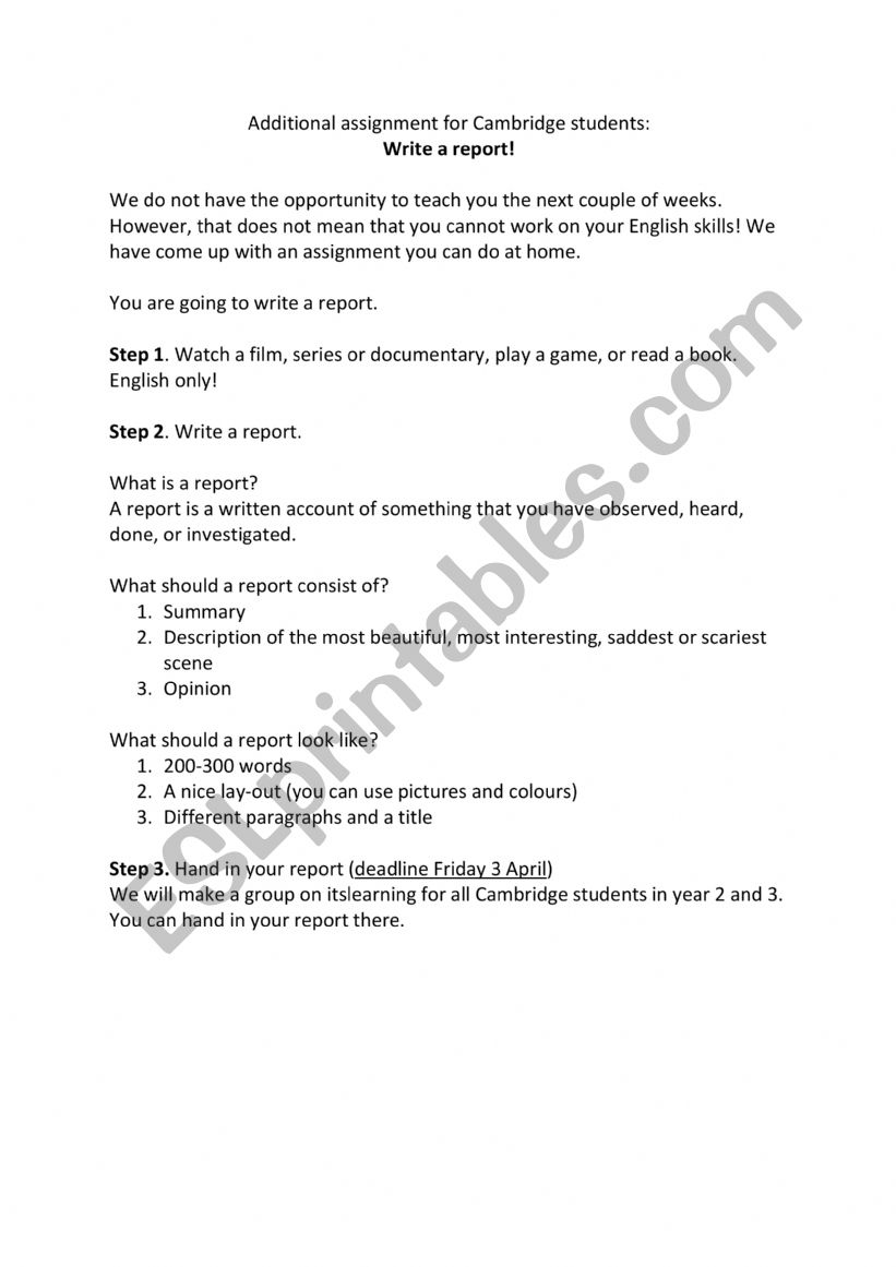 FCE Assignment worksheet