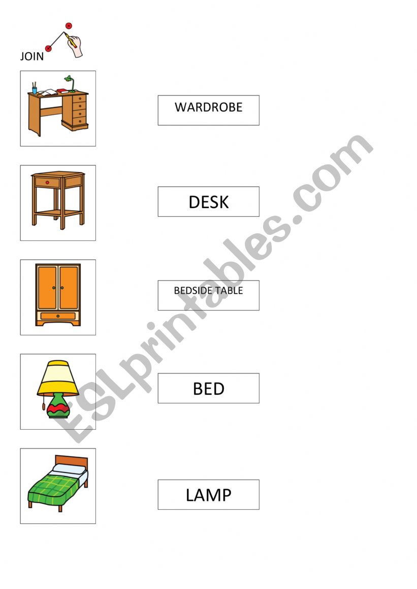 In the bedroom worksheet