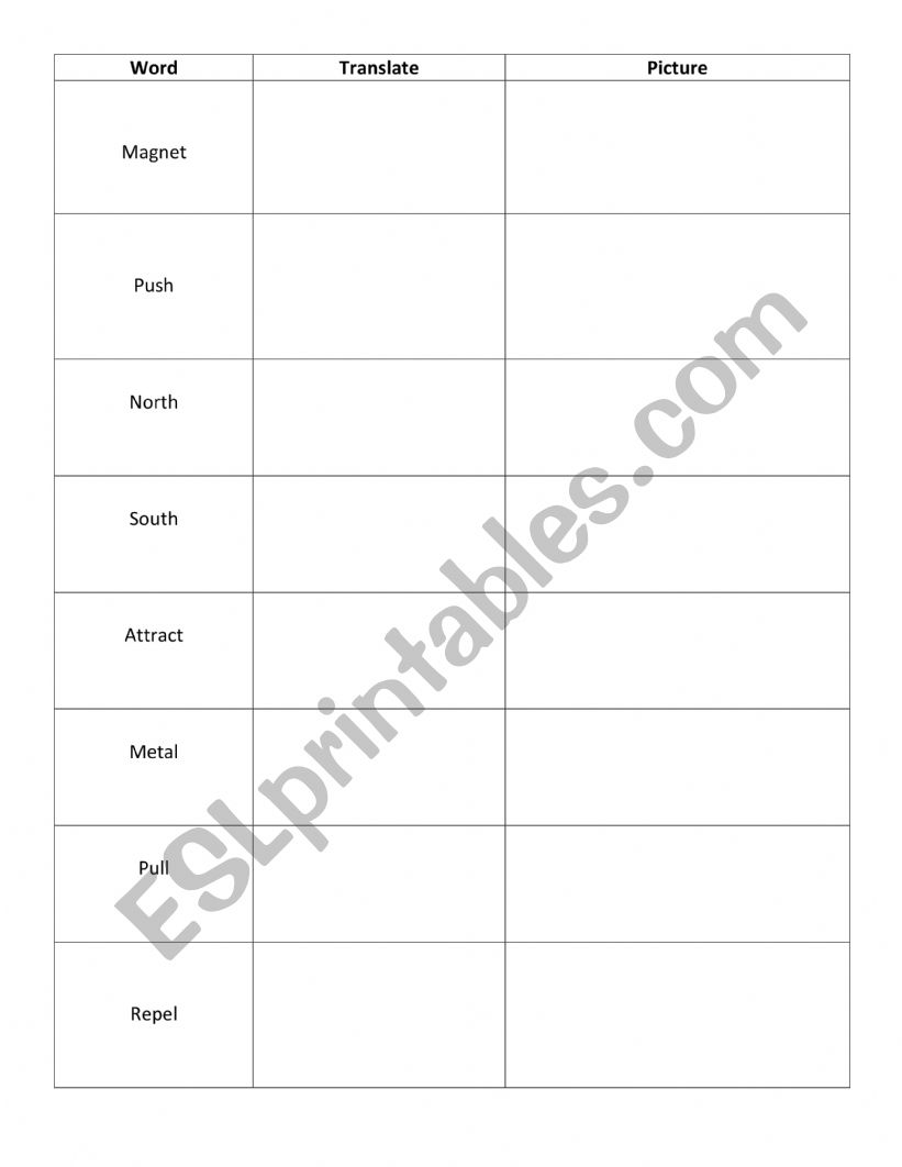 Magnet worksheet