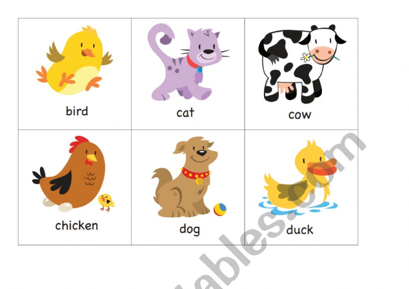 Flashcards farm animals worksheet