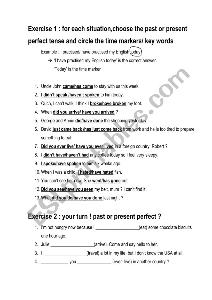 Present perfect or simple past