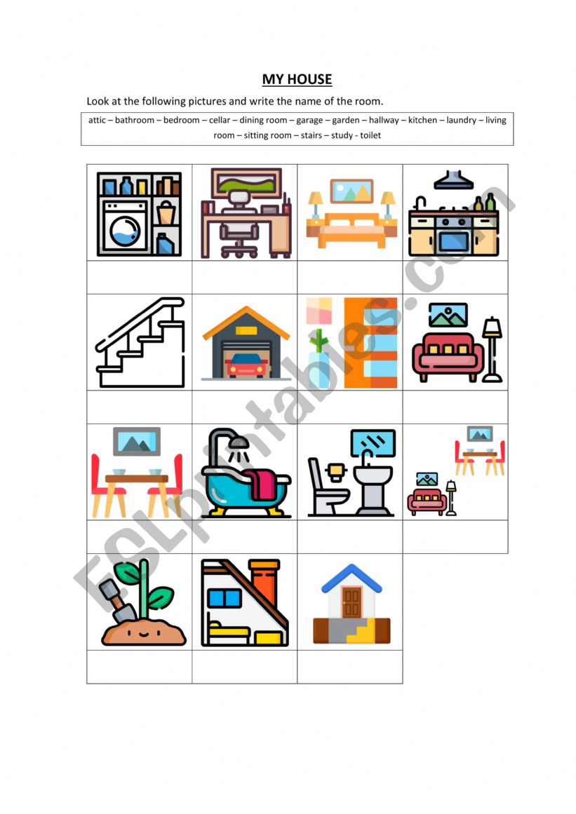 My house : The rooms worksheet