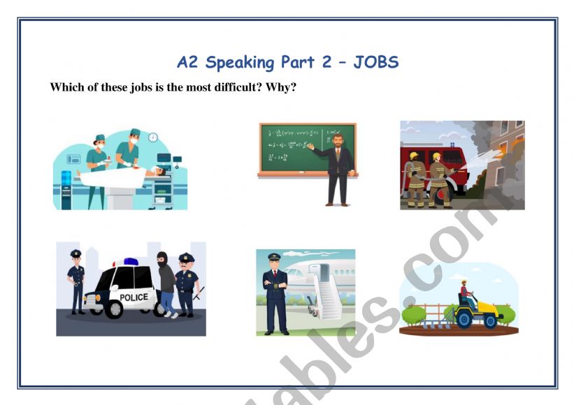 A2 KEY Cambridge Speaking Exam Part 2 and 3 - JOBS