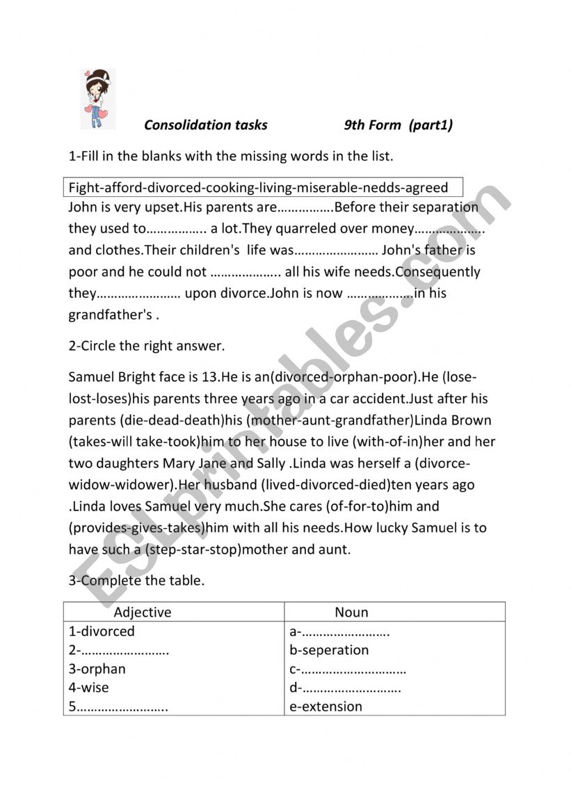 consolidation activities for 9th form