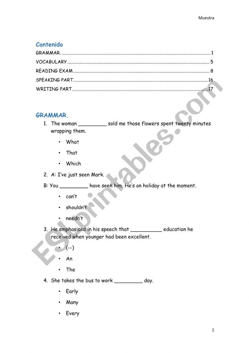 Practice for the APTIS Exam  worksheet