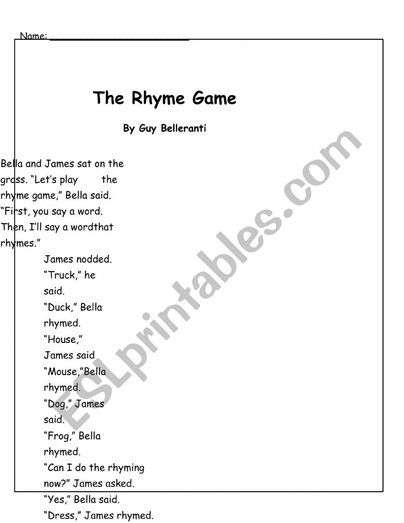 Rhymes  worksheet