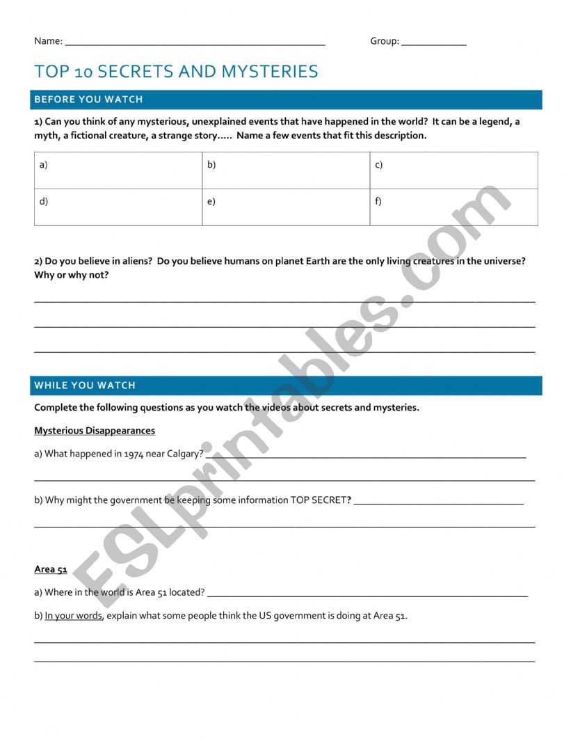 Listening practice worksheet