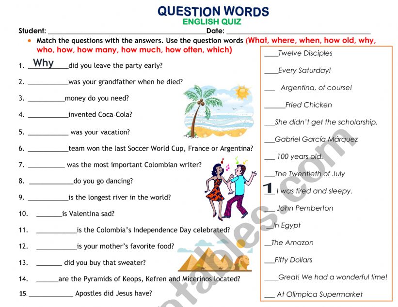 Question Words Practice worksheet