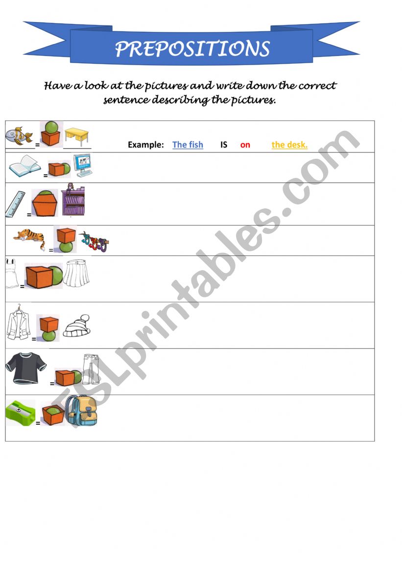 Prepositions of place worksheet