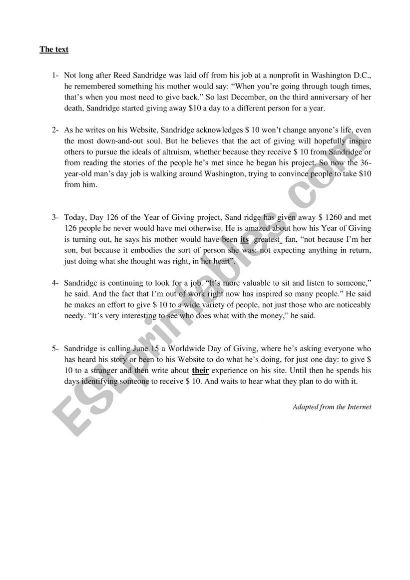 End of Term Test worksheet