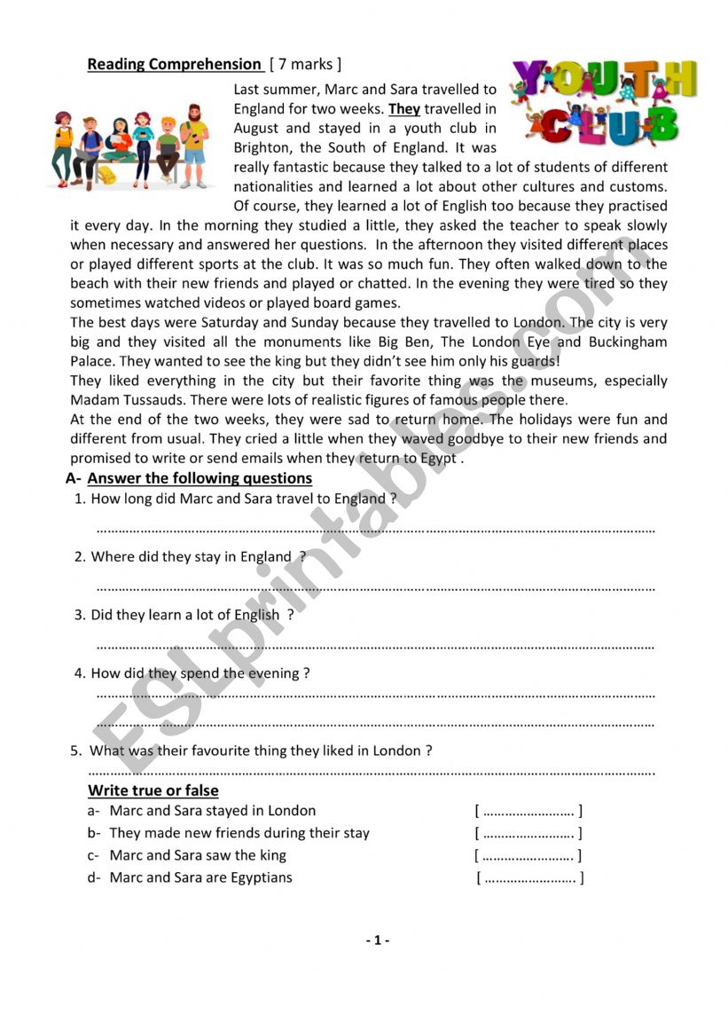 Exam Second-Term Grade Six  worksheet