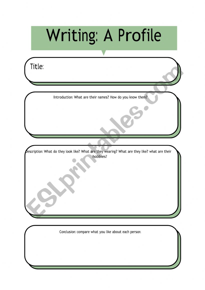 Writing: A Profile worksheet