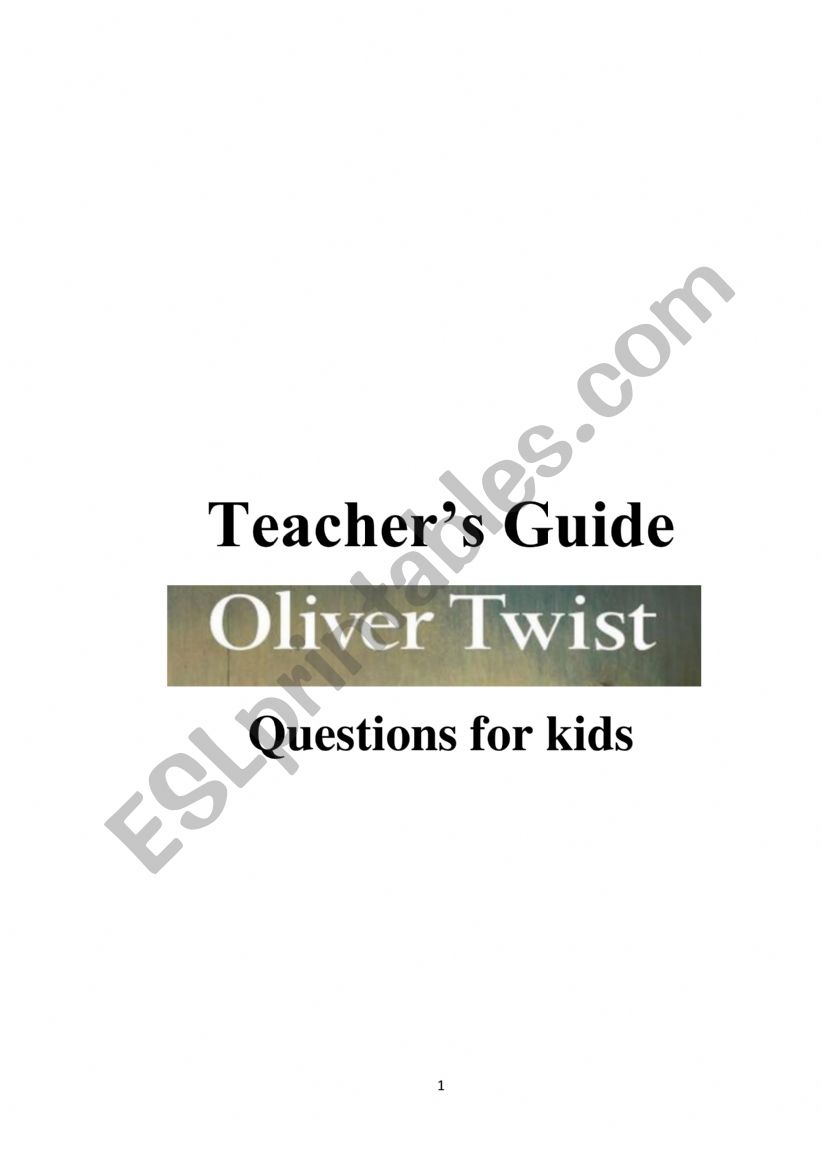 Oliver Twist -Teachers notes worksheet