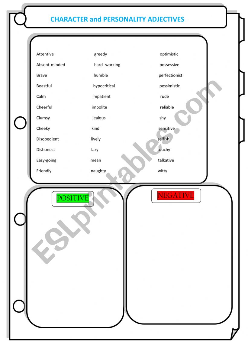 vocabulary : personality adjectives