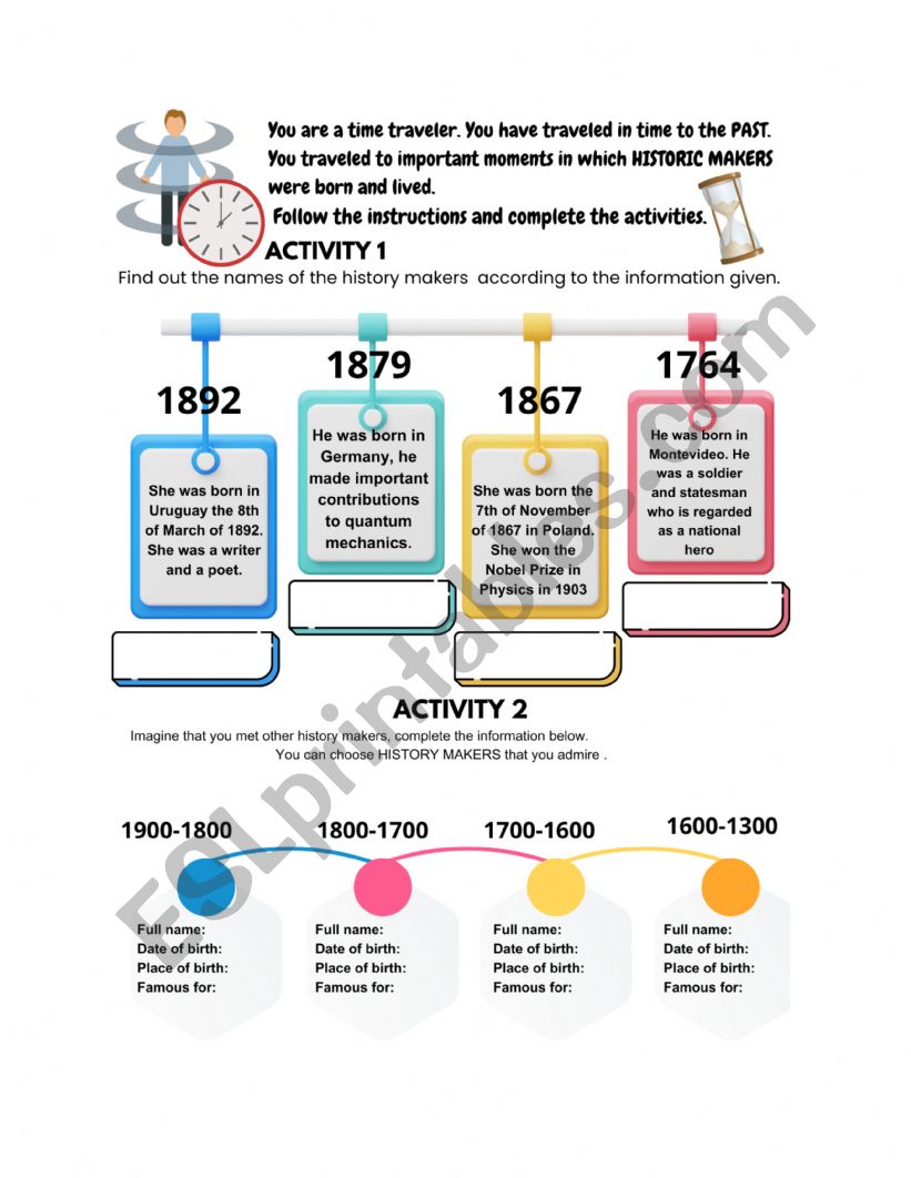 Time traveler worksheet