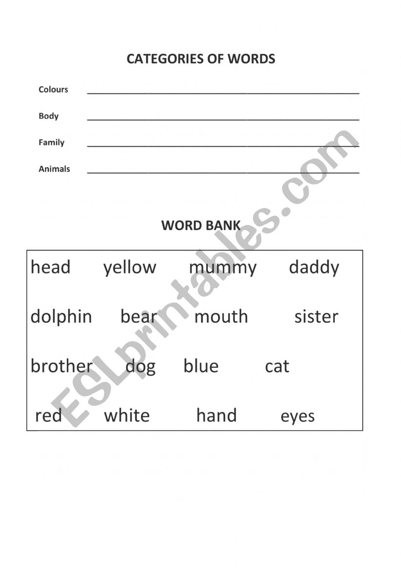 Word Groups worksheet