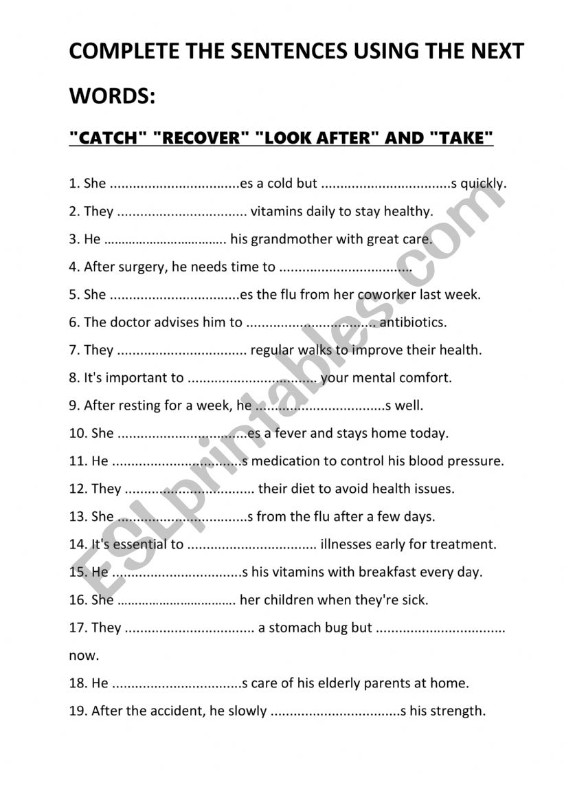 COMPLETE THE SENTENCES 2 worksheet