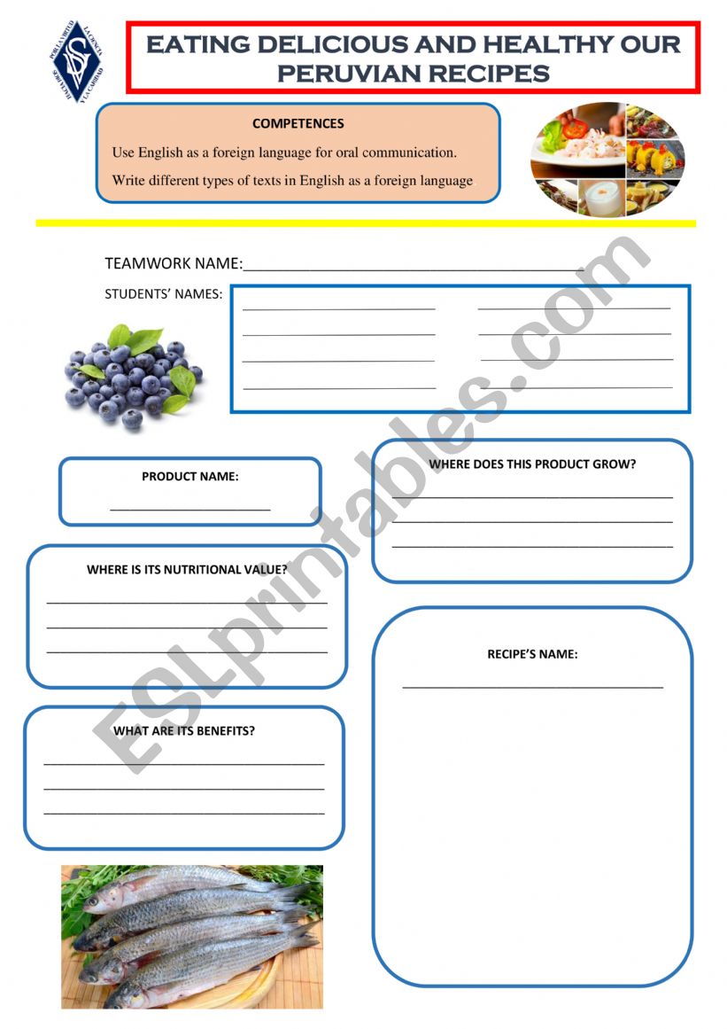 PROJECT ABOUT PERUVIAN FOOD worksheet