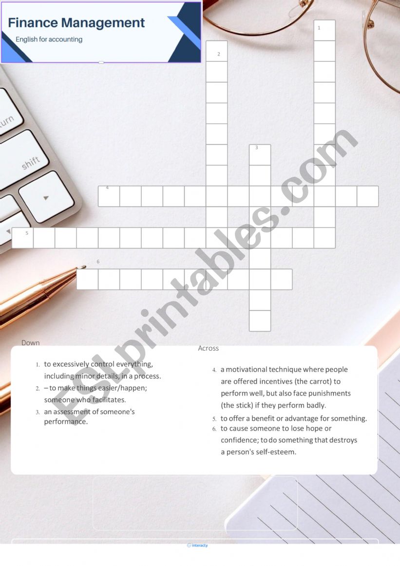 Finance management word puzzle