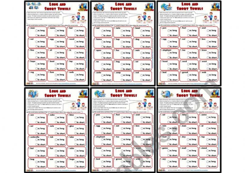 Long and short a worksheet