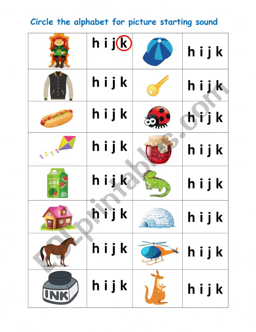 Alphabet (letters hijk) worksheet