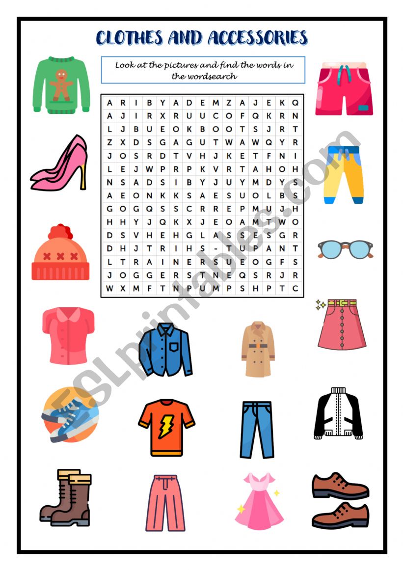 CLOTHES AND ACCESSORIES worksheet