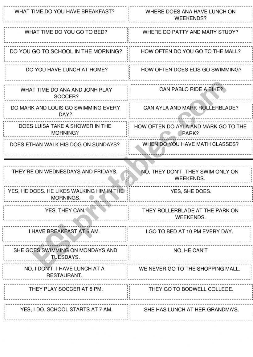 Snap about routine worksheet