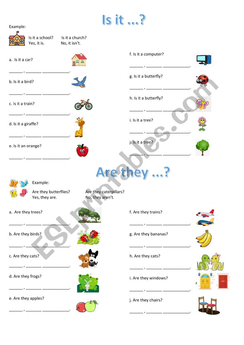 Is it or Are they? worksheet