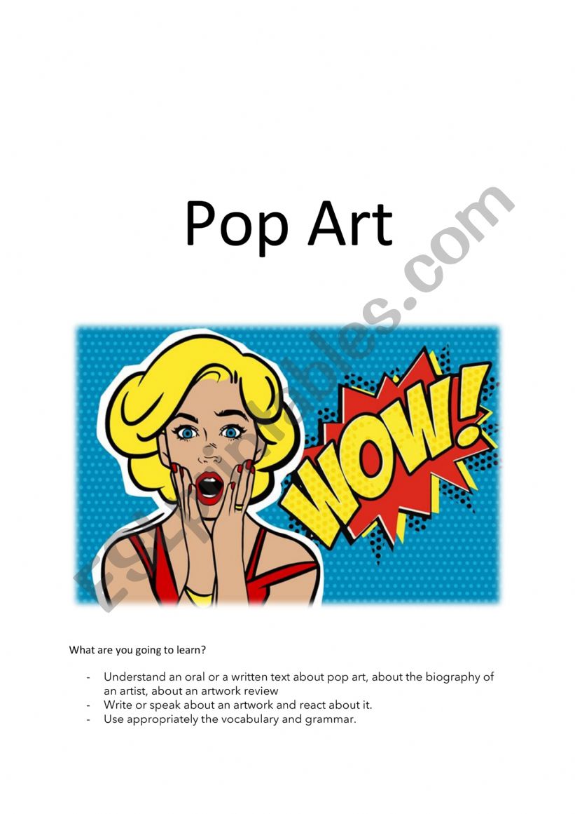 Pop Art worksheet