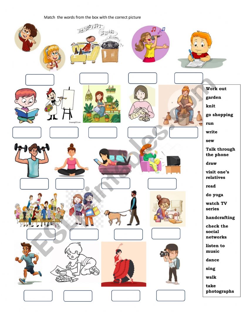 Free time activities game worksheet