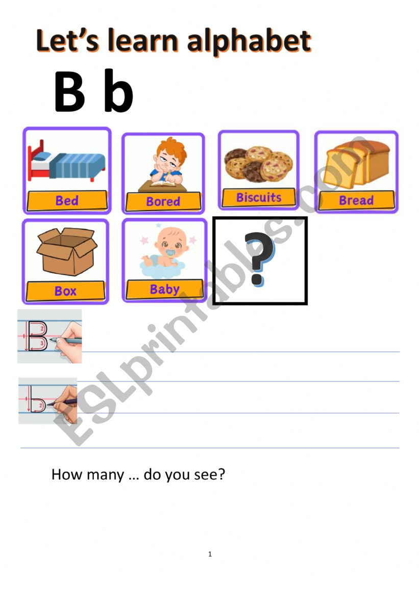 How to write alphabet B worksheet