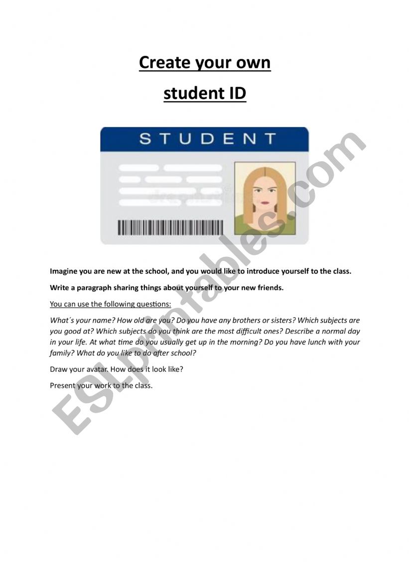 Student ID - ESL worksheet by Macafr7