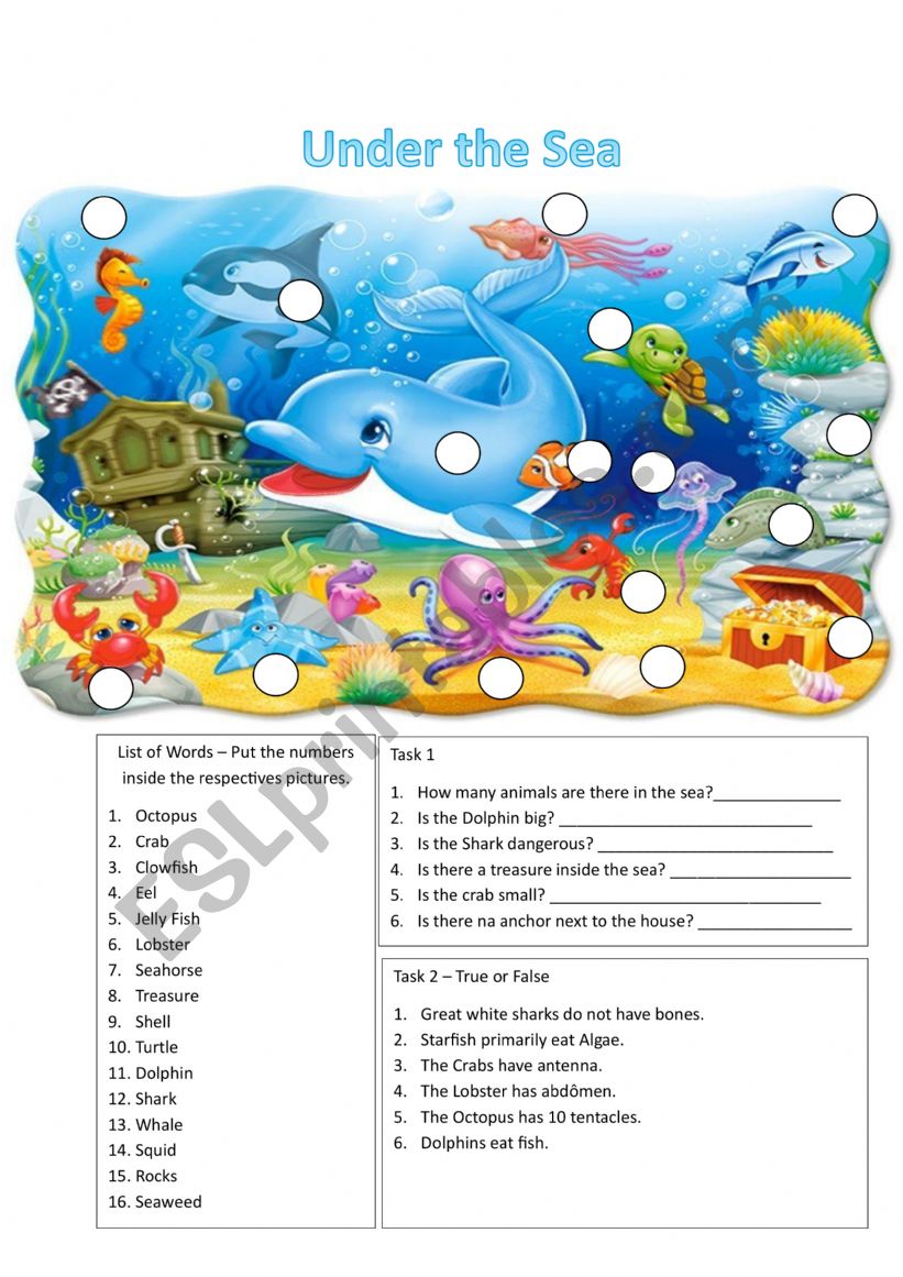 Under the sea worksheet