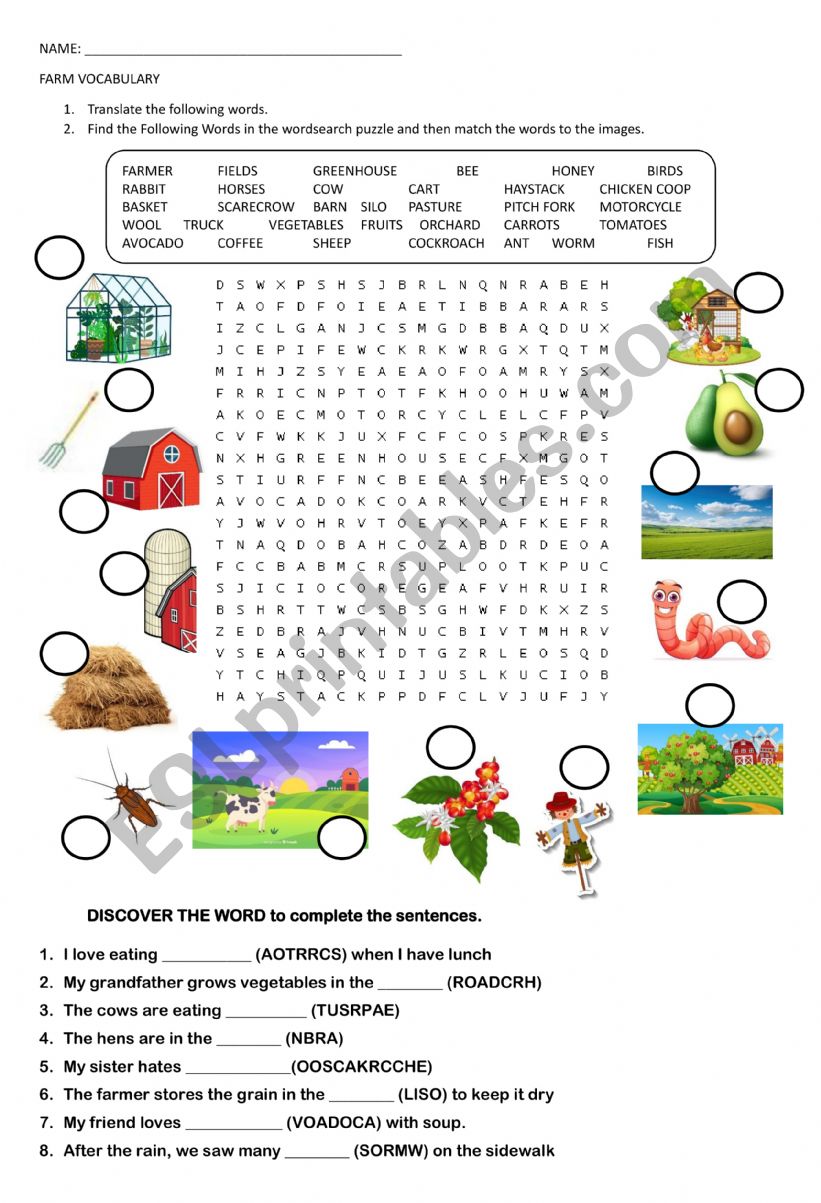 FARM VOCABULARY  worksheet